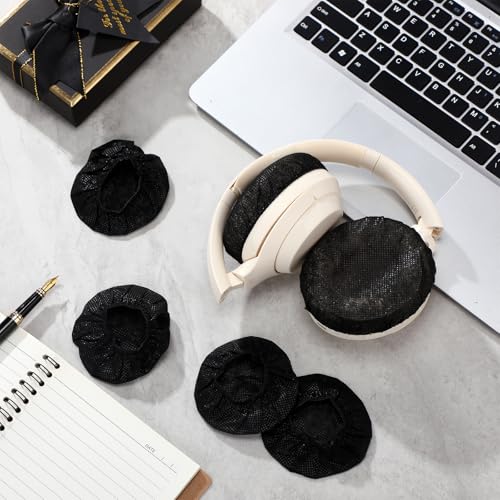 BBTO 200 Pieces Disposable Headphone Ear Cover Non-Woven Sanitary Earpad Covers for Most On Ear Headphones(L, 11 Cm/ 4.3 Inch,Black) - color: Black, size: L (11 cm)