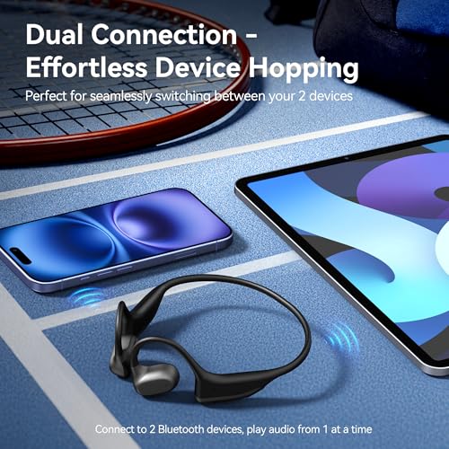 Open Ear Headphones, Running Earbuds Wireless Bluetooth 5.3, Air Conduction Headphones with Mic, Premium Sound, 12H Playtime, Lightweight Earphones for Sports