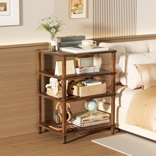4-Tier AV Media Player Stand, Brown Stereo Cabinet, Modern Stereo Cabinet, Wooden TV Stand,Game Console Shelf, Multifunctional Entertainment Center, Suitable for Home, Conference Room - color: Brown, size: 4 Tier