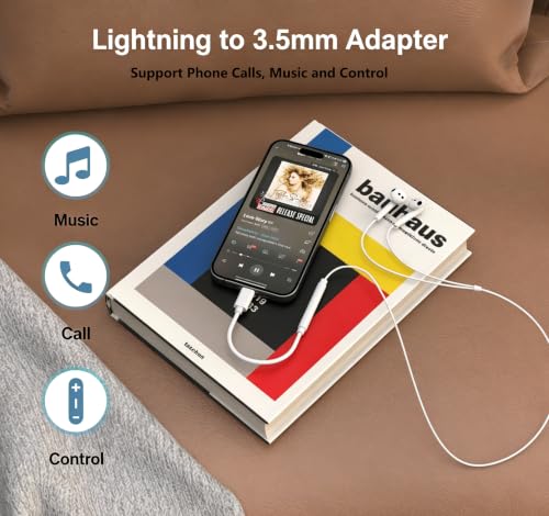 wamaxlink Lightning to 3.5 mm Headphone Jack Adapter Support Phone Call | 2 Pack Apple MFi Certified iPhone 3.5mm Headphones Adapter Support Phone Call, Wire Control for iPhone 14 13 12 11 Pro Max