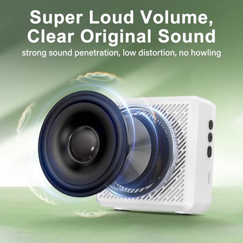 Wireless Lavalier Microphone with Voice Amplifier for Teachers | Bluetooth Speaker with Lapel Mic, Charging Portable Mini Mics, 2.4G Clip Microphones System for Tour Guides Fitness Meetings - color: White