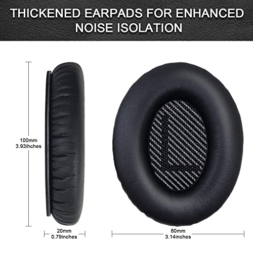 Replacement Ear Pads for Bose QuietComfort 35 35 II 15 25(qc 35 25 15/QC35 ii), Headphone Ear Covers, High Density Memory Cotton, Soft Leather, Adaptive Noise Isolation Headphones Pads Cushions - color: black, style: QC25
