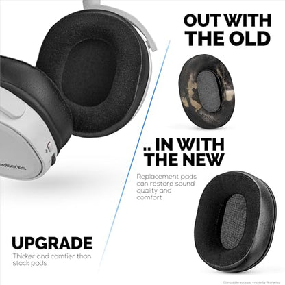 Hybrid Earpads for Steelseries Arctis 1, 3, 5, 7, 9, PRO & PRIME Headsets - Thicker Memory Foam, Comfier & Long Lasting, By Brainwavz - color: Hybrid