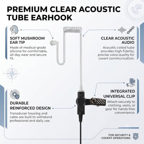 TWAYRDIO 3.5mm Surveillance Radio Earpiece for Motorola, w/Medium Earmolds