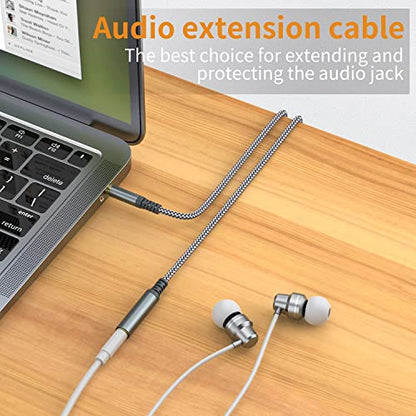 MCSPER Headphone Extension Cable, [2-Pack, 3.3ft Hi-Fi ] 3.5mm Extension AudioMale to Female Aux Adapter Hi-Fi Sound Stereo Extender Cord for Headset, iPhone, iPad, Smartphones, Tablets & More (Grey) - size: 3.3FT