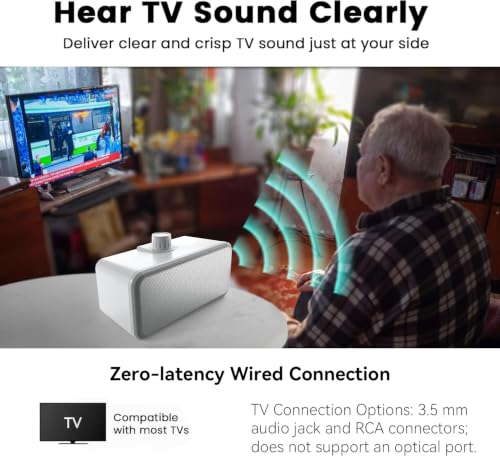 ANSTEN Wired Speakers for TV No Delay, Clear Voice TV Speakers Wired | 5M Long Cord, Personal Speaker with Headphone Jack, Easy Operation, TV Speakers for Hard of Hearing and Seniors
