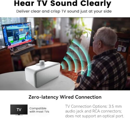 ANSTEN Wired Speakers for TV No Delay, Clear Voice TV Speakers Wired | 5M Long Cord, Personal Speaker with Headphone Jack, Easy Operation, TV Speakers for Hard of Hearing and Seniors