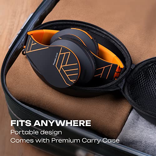 PowerLocus Bluetooth Over-Ear Headphones, Wireless Stereo Foldable Headphones Wireless and Wired Headsets with Built-in Mic, Micro SD/TF, FM for iPhone/Samsung/iPad/PC (Black/Orange) - color: Black/Orange