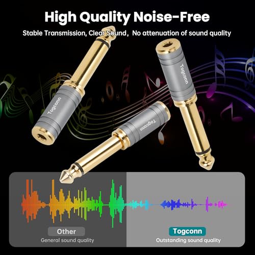 1/4 Inch to 1/8 Inch Adapter 4 Pack, 6.35mm Quarter Inch TS Mono Male to 3.5mm Female Jack Plug Gold-Plated Pure Copper Audio Converter Connector Premium Quality Series - color: 6.35mm(TS) Male to 3.5mm Female, size: 4 Pack