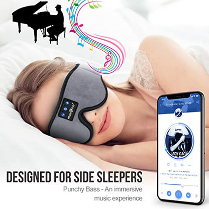 MUSICOZY Bluetooth 5.4 Sleep Mask Headphones Cooling Eye Mask with HD Sound - color: Space Gray