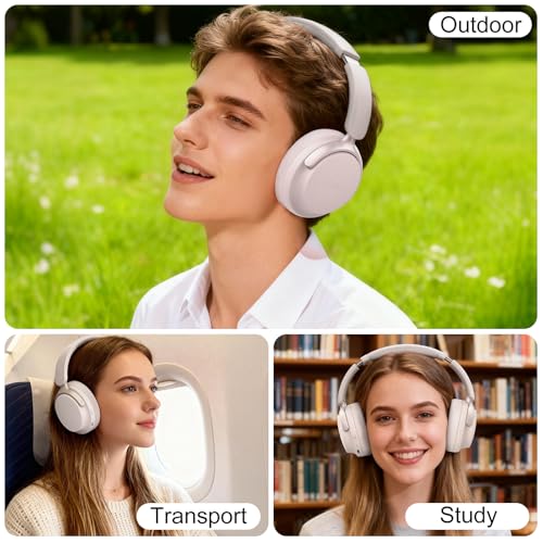 B8 Bluetooth Headphones Over Ear, 6 EQ Music Modes and 50H Playtime Deep Bass Wireless Headphones with Mic, Lightweight Folding HiFi Stereo Headset for iPad/Travel/Tablet/PC/Home Grey - color: Grey