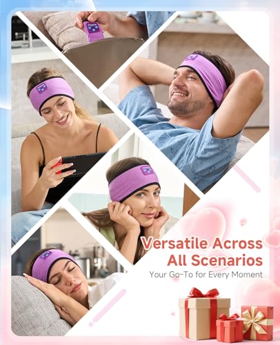 Perytong Sleep Headphones Bluetooth Headband Over On Ear Bluetooth 5.4 Sleeping Earbuds Earphones, Wireless Headphones for Side Sleepers Men Women Sports, Insomnia, Yoga, Air Travel, Meditation - color: HB Violet