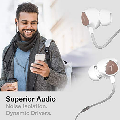 Thore iPhone Earphones (Apple MFi Certified) V110 in Ear Braided Wired Lightning Earbuds (Sweat/Water Resistant) Headphones with Mic/Volume Remote for iPhone 12/13/14 Pro Max - Gold - color: Rose Gold