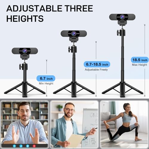 EMEET C960 Webcam with Tripod, 1080P Webcam with Mic, Adjustable Height | Desktop Tripod, C960 Web Camera with Privacy Cover, Plug & Play with Stand for Zoom/Skype/YouTube/FaceTime - style: 1080P Tripod