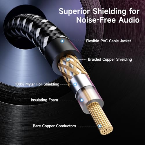 Cable Matters 2-Pack Shielded Subwoofer Cable, RCA Cable, 6ft / 1.8m | Braided, Digital Coaxial RCA Cord for LFE Subwoofers, S/PDIF Digital Audio, Home Theater, and A/V Equipment - size: 6 Feet