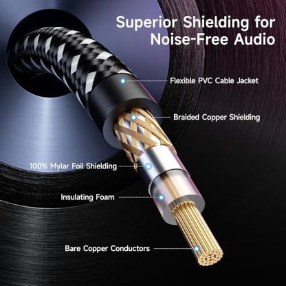 Cable Matters 2-Pack Shielded Subwoofer Cable, RCA Cable, 6ft / 1.8m | Braided, Digital Coaxial RCA Cord for LFE Subwoofers, S/PDIF Digital Audio, Home Theater, and A/V Equipment - size: 6 Feet