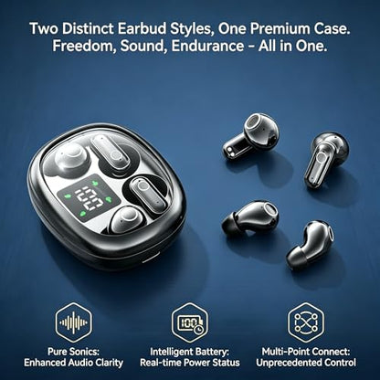 Wireless Earbuds, 2 in 1 Case(Mini Sleep Earbuds & Semi-In-Ear Headphones), Bluetooth Earphones with LED Power Display,Smallest Invisible Earbuds for Small Ears Canals Side Sleepers, Sports, Work - color: Khaki