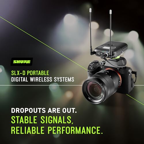 Shure SLXD25/SM58 Portable Digital Wireless System with SLXD2 Handheld Transmitter with SM58 legendary Cardioid Dynamic Vocal Microphone and SLXD5 Single-Channel Receiver | H55 Band (SLXD25/SM58-H55) | SLXD2 Handheld Transmitter, H55 Band (SLXD25/SM58-H55