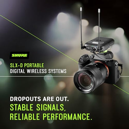 Shure SLXD25/SM58 Portable Digital Wireless System with SLXD2 Handheld Transmitter with SM58 legendary Cardioid Dynamic Vocal Microphone and SLXD5 Single-Channel Receiver | H55 Band (SLXD25/SM58-H55) | SLXD2 Handheld Transmitter, H55 Band (SLXD25/SM58-H55