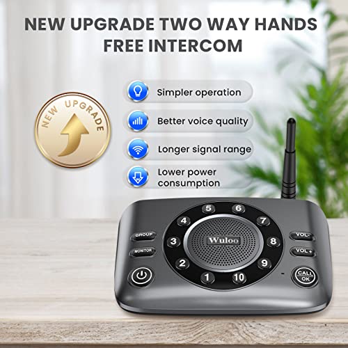 Hands-Free Intercoms Wireless for Home Business, Wuloo Upgrade Two Way Audio Intercom System for Elderly, Full Duplex Room to Room Intercom with 5280 ft Range Clear Sound Anti-Interference, 1-Pack - color: 1 unit for expandable