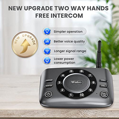 Hands-Free Intercoms Wireless for Home Business, Wuloo Upgrade Two Way Audio Intercom System for Elderly, Full Duplex Room to Room Intercom with 5280 ft Range Clear Sound Anti-Interference, 1-Pack - color: 1 unit for expandable