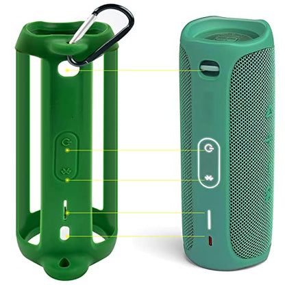 PAIYULE Silicone Case for FLIP 5 Portable Bluetooth Speaker, Green | Gel Soft Skin Cover, Rubber Case, Travel Carry Pouch with Strap (Speaker and Accessories not Included) - color: Green