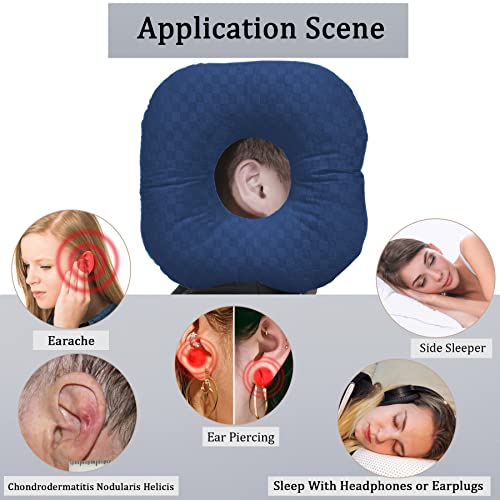 Ear Piercing Pillow with Hole for Cartilage Piercings, CNH Support - color: Dark Blue