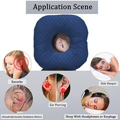 Ear Piercing Pillow with Hole for Cartilage Piercings, CNH Support - color: Dark Blue