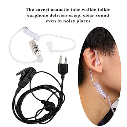 Acoustic Tube 2-Pin Earpiece Headset with PTT Mic Compatible with Two Way Radio IC - F3011 F4011 F4001 Talkie ABS
