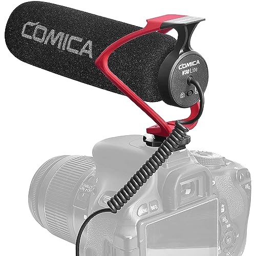 Comica CVM-V30-LITE Directional On-Camera Shotgun Microphone, Red