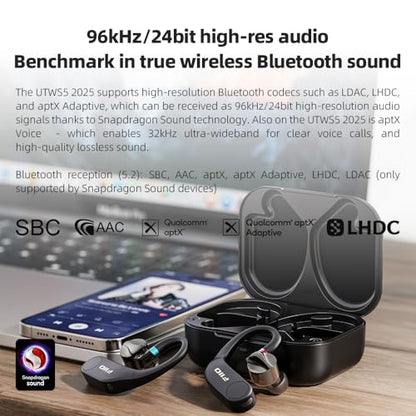 FiiO UTWS5 2025 True Wireless Bluetooth Earbuds Hook & Headphone Amp for IEMs, AK4332 DAC, Hi-Res 96kHz/24bit LDAC -MMCX/0.78 2pins Connector, 10-Band PEQ, 20H Battery Life (MMCX) | AK4332 DAC, 96kHz/24-bit LDAC, 10-band PEQ, 20-hour battery