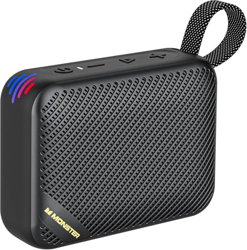 Monster S360 Portable Bluetooth Speaker, IPX7 Waterproof, Bluetooth 6.0, 20H Playtime, Powerful Stereo Sound, Support TF Card, Clear Hands-Free Calling Speaker for Home, Outdoors and Travel