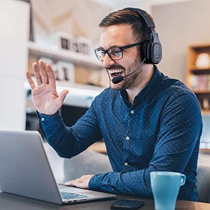 Aluratek Wireless Bluetooth 5.0 Headset ABHM100F – Hi-Fi Over-Ear Headphones with Noise Cancelling, Built-In Microphone, Comfortable Memory Foam Earpads and Long Battery Life – Ideal for Calls & Music
