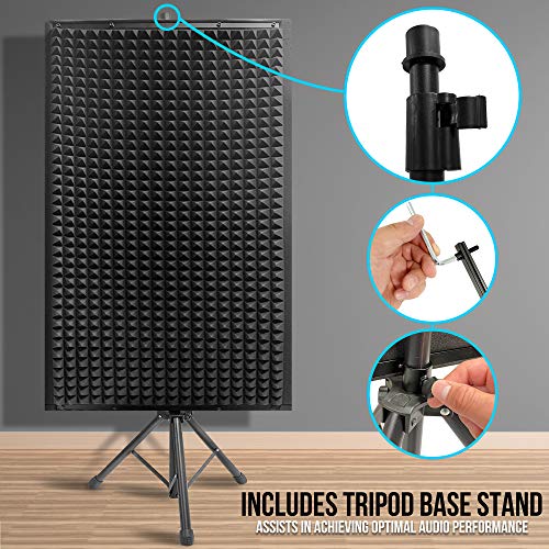 Pyle Sound Wall Panel Studio Foam-Acoustic Isolation Absorber Shield and Dampening Wedge with Height Adjustable, Includes Tripod Base Stand, 2 Pack PSIP24X2 - size: 2-Pack