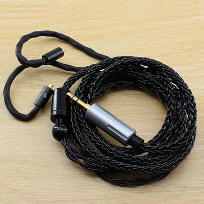 Youkamoo MMCX IEM Cable 3.5mm Silver Plated Copper Earphone Upgrade Cord Compatible with Shure SE215 SE425 UE900 Moondrop Aria Tin T2 T3 BGVP 1.2m 4ft Black - color: Black