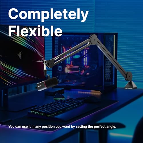 Microphone Boom Arm Stand, Heavy Duty Adjustable Mic Stand with Cable Ties, Desk Mount Arm Stand for Gaming Streaming Podcasting. - color: MI06 LARGE