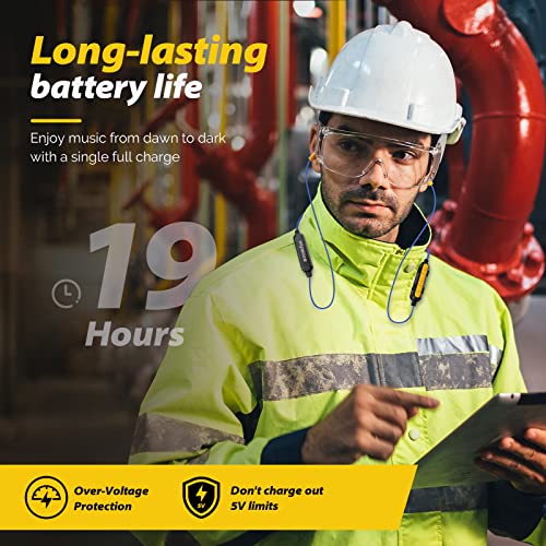 MIPEACE Bluetooth Work Earplugs Headphone,Wireless in-Ear Noise Isolating Earbuds,29dB Noise Reduction Headphone with Control,19+ Hours Battery for Lawn Mowing Safety Industrial Construction(Black) - color: Black