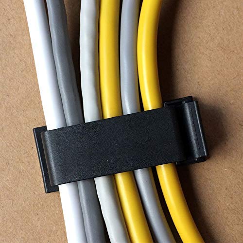 SOULWIT 50Pcs Self Adhesive Cable Management Clips - Black | for TV PC Ethernet Cable, Wall, under Desk Home Office - color: Black