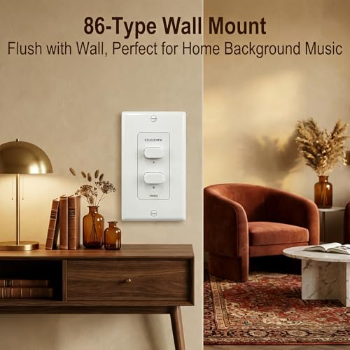STUDIOFINIX in-Wall 2-Zone A/B Speaker Selector Switch, 120W Peak Power Per Channel Speaker Controller Box, Controls 2 Pairs of Speakers, Fits Standard Single-Gang Wall Box for Home Stereo