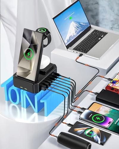 Wireless Charger for Samsung,zutspzss 300W 10 in 1 Wireless | Charging Station,65W USB C Charging Stand for Samsung S25 Ultra/S24/S23,Galaxy Watch Ultra,Galaxy Buds(Not for Apple Watch) - color: black