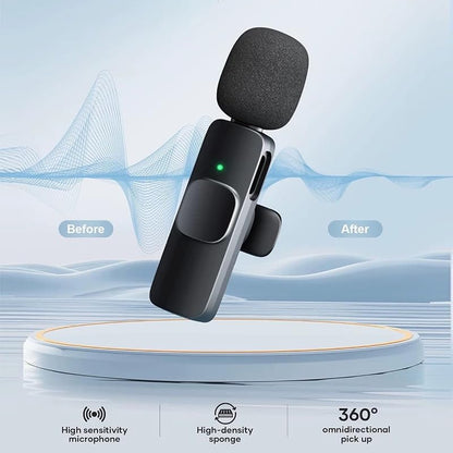 Wireless Microphone for iPhone/Android/PC/Tablets,Wireless Lavalier Microphone with USB-C/Lightning Plug, Video Recording - Clip on Microphones for YouTube Tiktok Podcast Vlogging