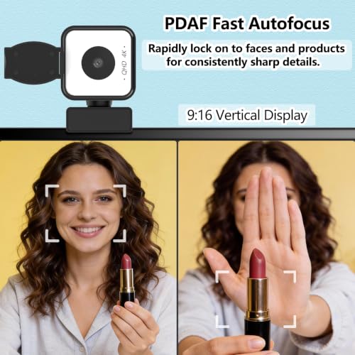 4K USB Webcam with Dual Microphones, 9X Hybrid Zoom | Auto Light Correction, 86° Wide Angle for Video Conferencing, Live Streaming, Remote Work, Compatible with PC Desktop Laptop