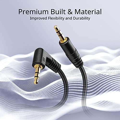 TNP 3.5mm Right Angle Audio Cable, 15 Feet Male-to-Male Aux Headphone Cord | 90 Degree Trs Aux Cable with Gold-Plated Connectors for Car Stereos, Speakers, Phones, Tablets, Computers and Headphones - size: 15 Feet