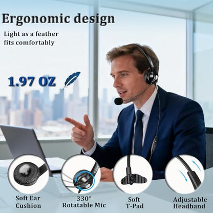 Callez Mono RJ9 Telephone Headset for Polycom VVX250 VVX400 VVX410 VVX411 | Polycom Phone Headset with Noise Cancelling Mic, Volume Controls, RJ9 Headphone Work for Polycom VVX311 VVX500 Office Phones