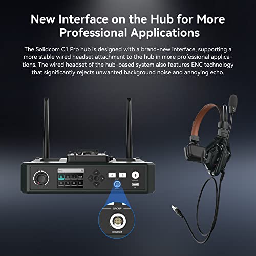 Hollyland Solidcom C1 PRO 5-Person Noise Cancelling Wireless Intercom Headset System w/HUB, 1100ft Full-Duplex 1.9GHz AB Group PTT Mute Expandable Comm Headset for Church Drone TV Film（G-Mount） - size: 4 Set HUB