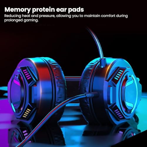 LICAEVEY Wired USB Gaming Headset for PC Switch Mobile Devices, 3.5mm RGB Headphones with 50mm Driver Unit 7.1 Surround Sound Noise Cancelling Microphone (Black) - color: Black