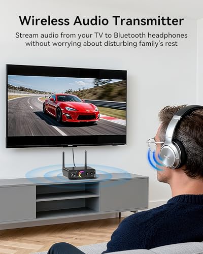 Bluetooth 5.3 Audio Transmitter Receiver for TV Home Stereo, high-Fidelity Wireless Bluetooth Low-Latency and HD Audio Adapter, Supporting USB, RCA, 3.5mm AUX, DAC, Coaxial, and Optical Input/Output