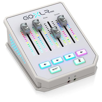 TC HELICON GoXLR MINI-WH Online Broadcast Mixer with USB/Audio Interface and Midas Preamp | MIDAS preamps with USB connectivity, XLR input and manual censor for streaming, gaming and podcasting