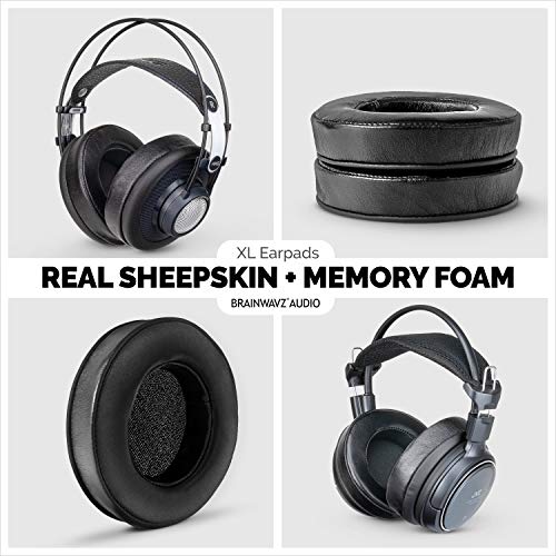 Brainwavz XL Large Sheepskin Leather Replacement Memory Foam Earpads - Suitable for Many Other Large Over The Ear Headphones - Sennheiser, AKG, HifiMan, ATH, Philips, Fostex, Sony (Sheepskin Leather) - color: Genuine Leather