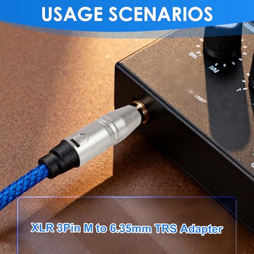 1/4" TRS to XLR Male Adapter, 2 Pack Balanced Audio Connector Quarter, 6.35mm Male Plug to Three Pin XLR Output for Mixer Microphone Amplifier Keyboard Guitar Interface Studio Equipment - color: Silver 1/4"TRS M to XLR M